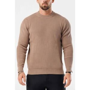Alo Ridge Knit Sweater Men's Small Light Brown Crew Neck Pullover